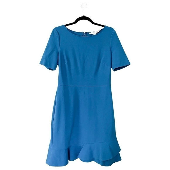 DVF DIANE VON FURSTENBERG Serafina Mini Sheath Dress in Peacock Blue Sz 8 - Picture 2 of 5
